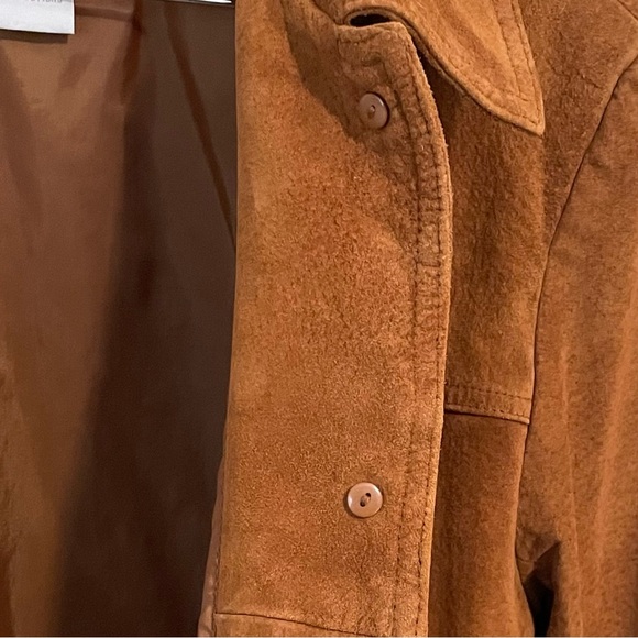 Cherokee Genuine Leather Jacket Womens L VTG 90S Camel Color Suede Button Up - Picture 5 of 16